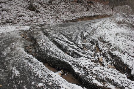 rutted gravel roadの写真素材