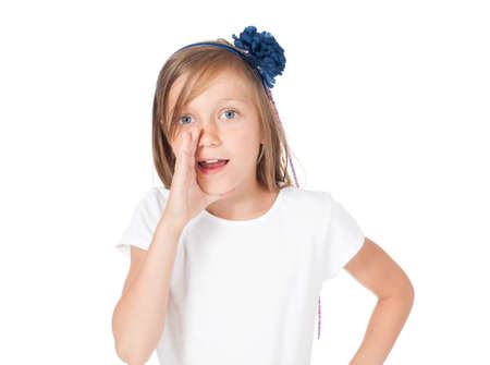 screaming child, child shout - studio isolated, girlの写真素材