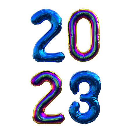 Realistic 3d rendering 2023 text for new year celebration