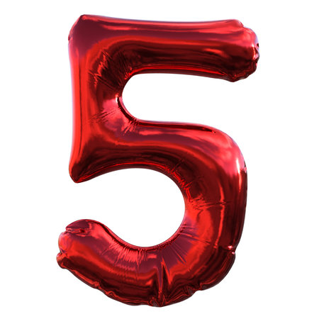 3d render Number 5 balloon style