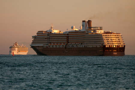 Ft. Lauderdale, FL, USA - December 27, 2012:  Two cruise ships depart Ft. Lauderdale and head out into the Atlantic.のeditorial素材