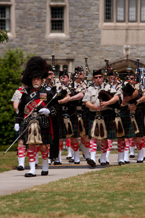Atlanta, GA, USA - May 25, 2012: A local bagpipes band plays to open the GREAT festival, a spring...