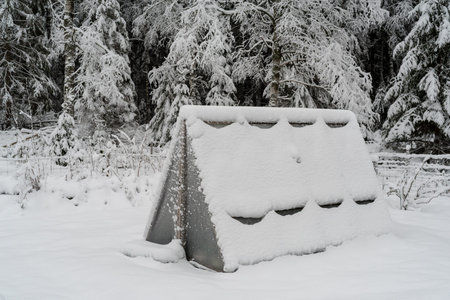 a greenhouse covered in snow