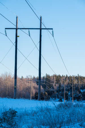 power line and sky outside Karlskoga varmland swedenの写真素材