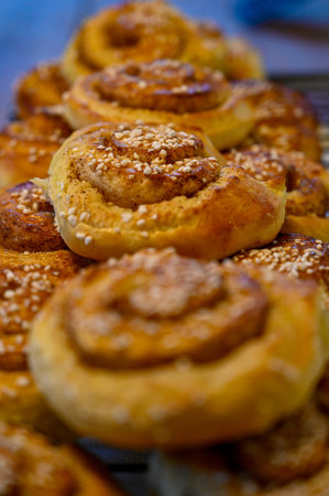 lots of home made cinneman and vanilla buns