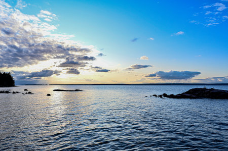 scenic wiew over lake Vattern in Ostergotland Sweden october 2019の写真素材