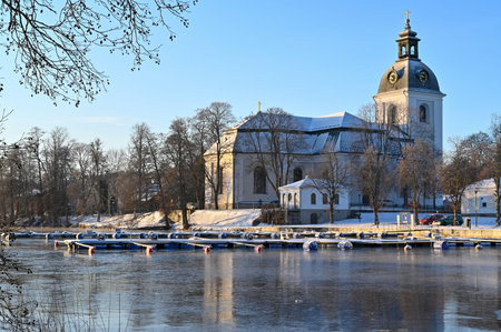 filipstad church and the lake daglosen in Varmland Sweden