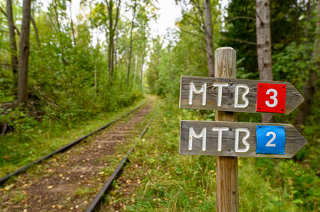 old train tracks working as mtb trail in Kumla Swedenの写真素材