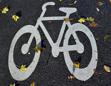 bicycle painted on bicycle path in Hallabrottet Kumla Sweden