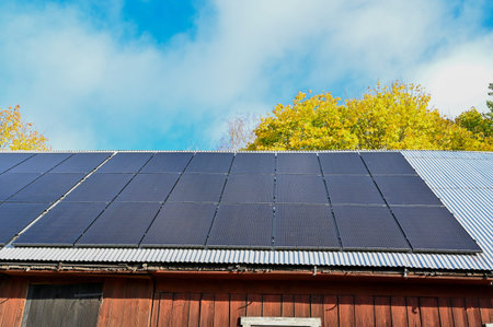 solar panels on barn roof in Sweden
