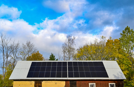 solar panels on barn roof in Sweden