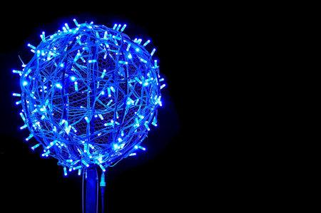light balls of colorful diod lamps in park for decorationsの写真素材