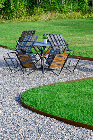 garden furniture with one table and four chairsの写真素材