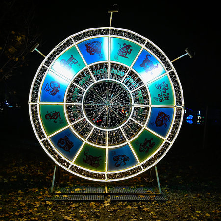 The Lumina park is a light exhibition in Budapest, on Margit islandのeditorial素材