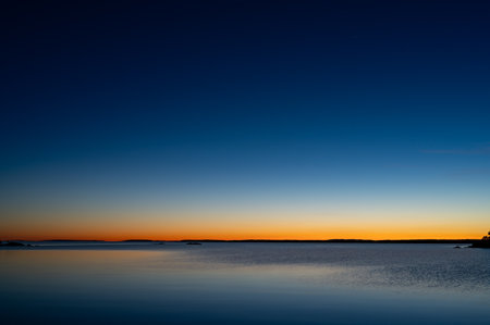 Beautiful sunset over Lake Vattern Vastanvik Motala Swedenの写真素材