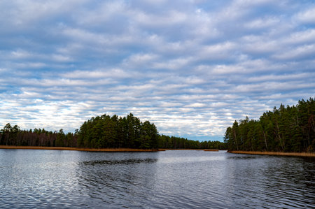 Cloudy sky over lake Tisaren Hallsberg Swedenの写真素材