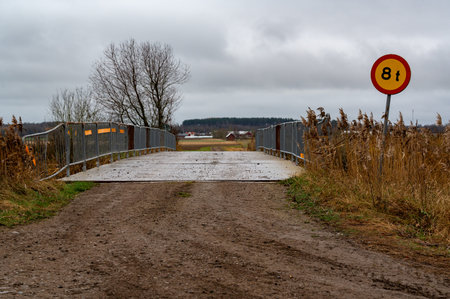 temporary brigde made for vehicles up to 8 tonsの写真素材