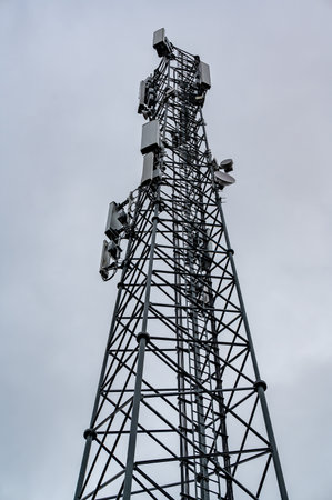 Antennas high up photoed from down belowの写真素材