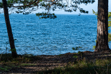 Looking out on lake Vattern Motala Swedenの写真素材