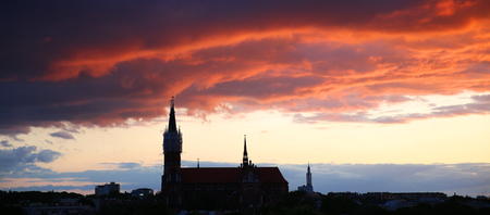 Sunset in a big cityの写真素材