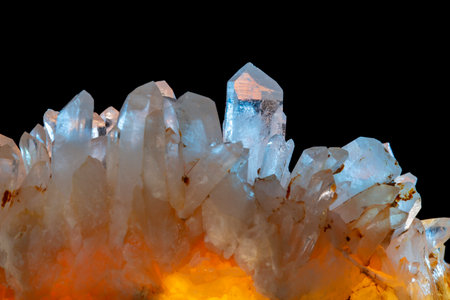 Beautiful colorful precious stones in various colors on a black background.の写真素材