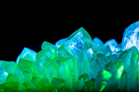 Beautiful precious stones from mountainous areas in beautiful colors on a black background