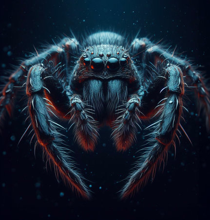 Macro of a spider on a black background.