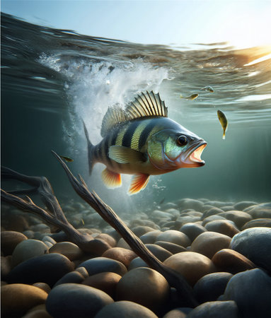 A large predatory perch swimming lakes