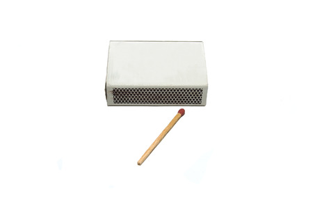 Match and box on white backgroundの写真素材