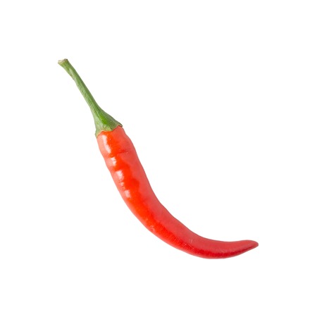Red chili isolated on white backgroundの写真素材