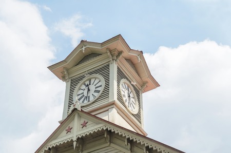 Sapporo city clock tower and blue sky in summerの写真素材