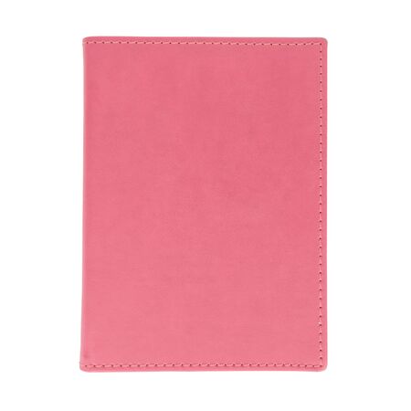Pink leather book isolated on white backgroundの写真素材