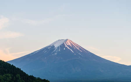 Mount fuji and sunset sky in spring at kawaguchiko japanの写真素材