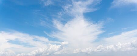 Cloud and blue sky view from airplaneの写真素材