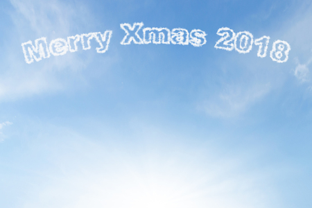 Merry xmas 2018 cloud and sunshine on blue skyの写真素材