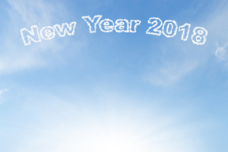 New year 2018 cloud and sunshine on blue skyの写真素材