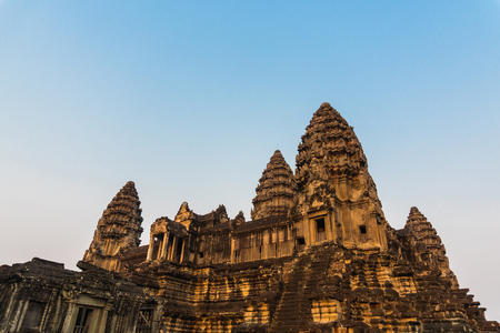 Sunset light shine on angkor wat in evening at siem reap cambodiaの写真素材