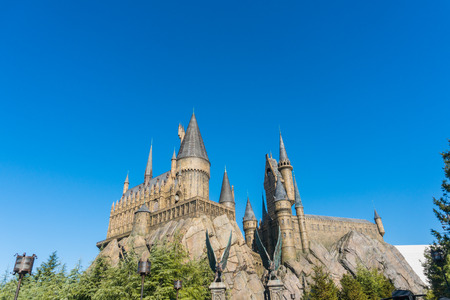 Osaka, Japan - Nov 24, 2017: Hogwarts castle in The Wizarding World of Harry Potter zone at Universal Studios Japan (USJ). Universal Studios Japan is the famous theme park in osakaのeditorial素材