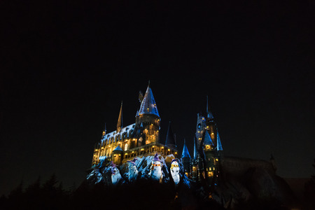 Osaka, Japan - Nov 24, 2017: Hogwarts castle in The Wizarding World of Harry Potter zone at Universal Studios Japan (USJ). Universal Studios Japan is the famous theme park in osakaのeditorial素材