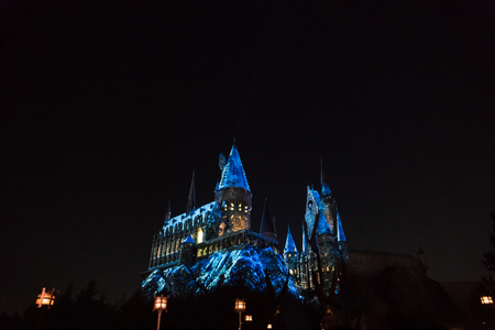 Osaka, Japan - Nov 24, 2017: Hogwarts castle in The Wizarding World of Harry Potter zone at Universal Studios Japan (USJ). Universal Studios Japan is the famous theme park in osakaのeditorial素材