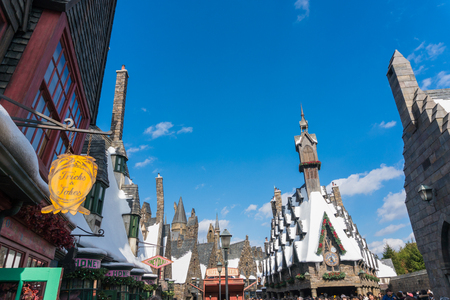 Osaka, Japan - Nov 24, 2017: Hogsmeade village in The Wizarding World of Harry Potter zone at Universal Studios Japan (USJ). Universal Studios Japan is the famous theme park in osakaのeditorial素材