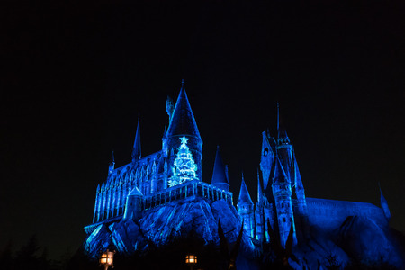 Osaka, Japan - Nov 24, 2017: Hogwarts castle in The Wizarding World of Harry Potter zone at Universal Studios Japan (USJ). Universal Studios Japan is the famous theme park in osakaのeditorial素材