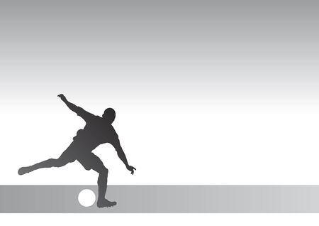 Stricker silhouette 1a - kicking a soccer ballの写真素材