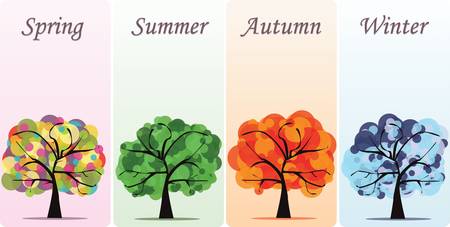 Abstract vector seasonal trees のイラスト素材