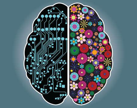 Left and right side of the brain, logic and creativity, vector