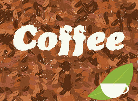 Coffee bean background with coffee cup, vectorのイラスト素材