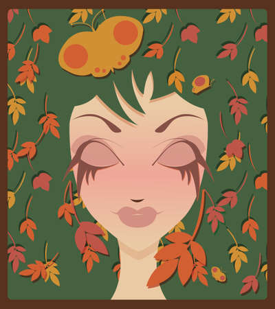 Autumn girl, vector illustrationのイラスト素材