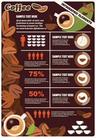 Collection of coffee infographics elements, vectorのイラスト素材