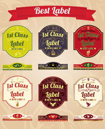 Collection of vintage labels, vectorのイラスト素材