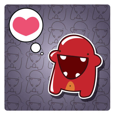 Happy birthday card with cute colorful monster, vectorのイラスト素材